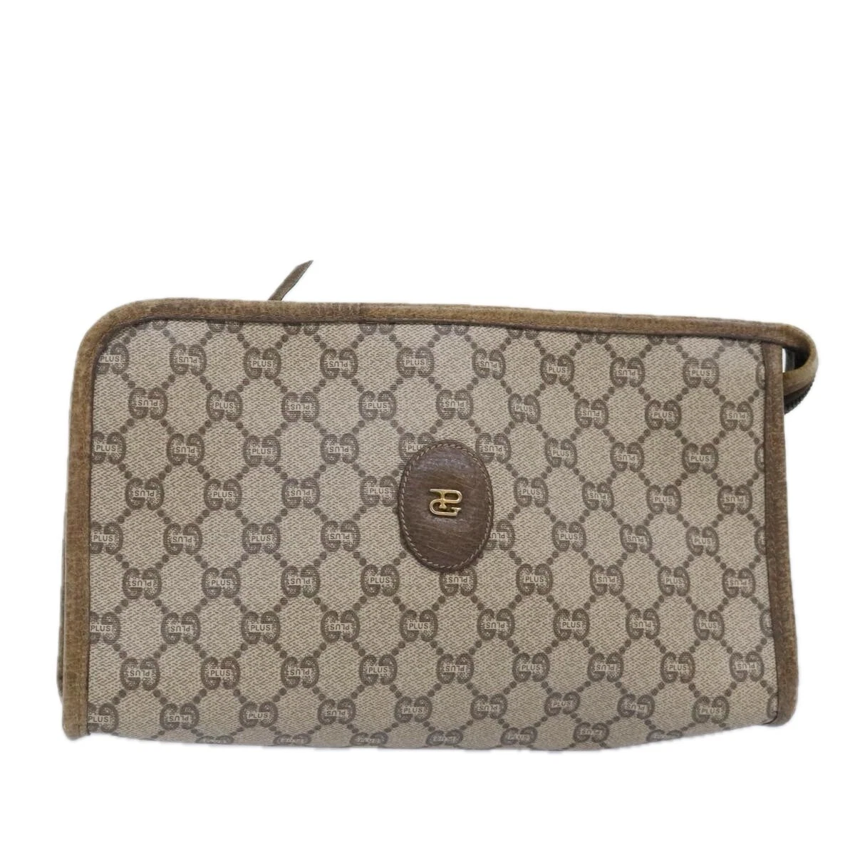 Sac pochette GUCCI GG Plus Supreme PVC beige authentique 93308