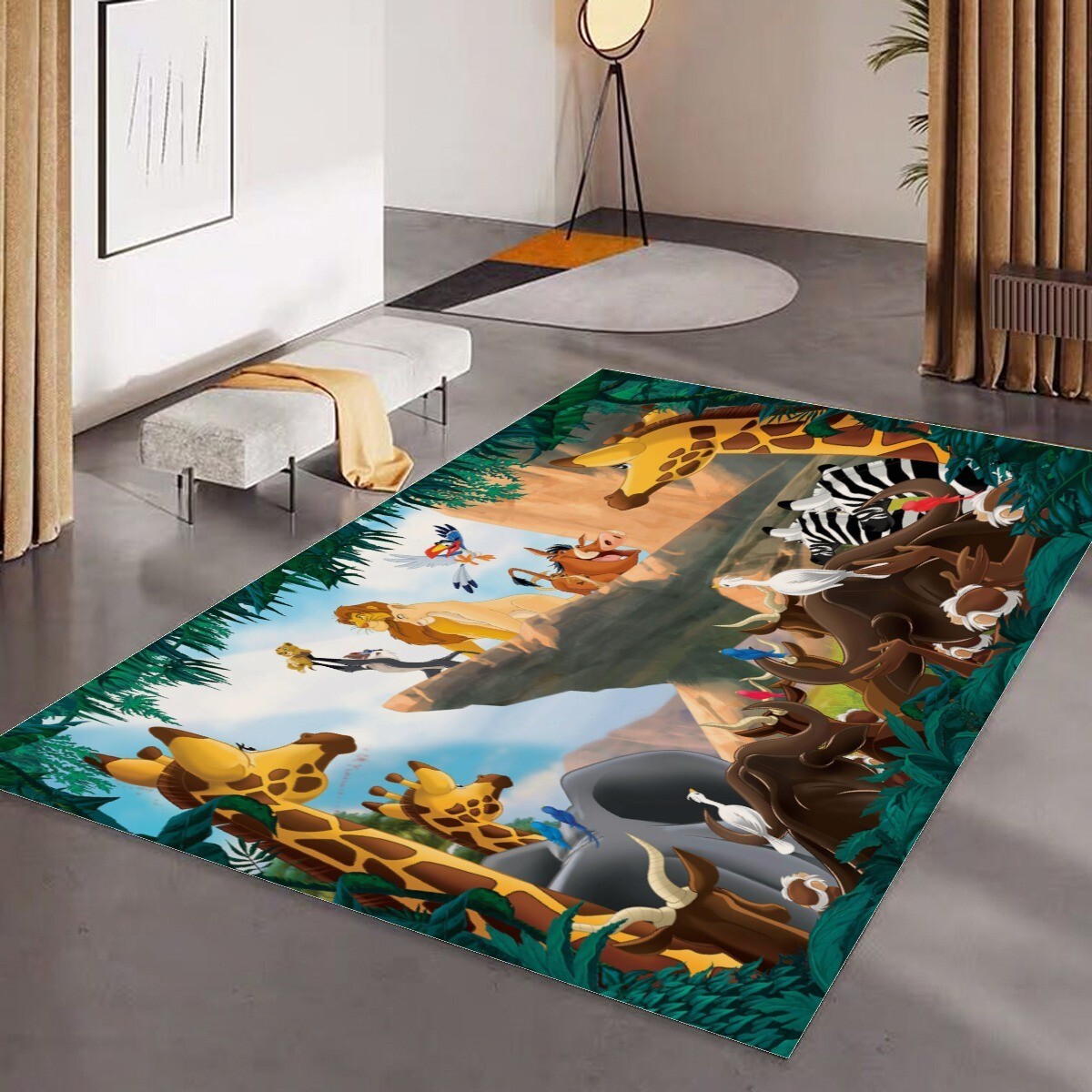 Alfombra de piso rectangular plegable con estampado de El Rey León de Disney