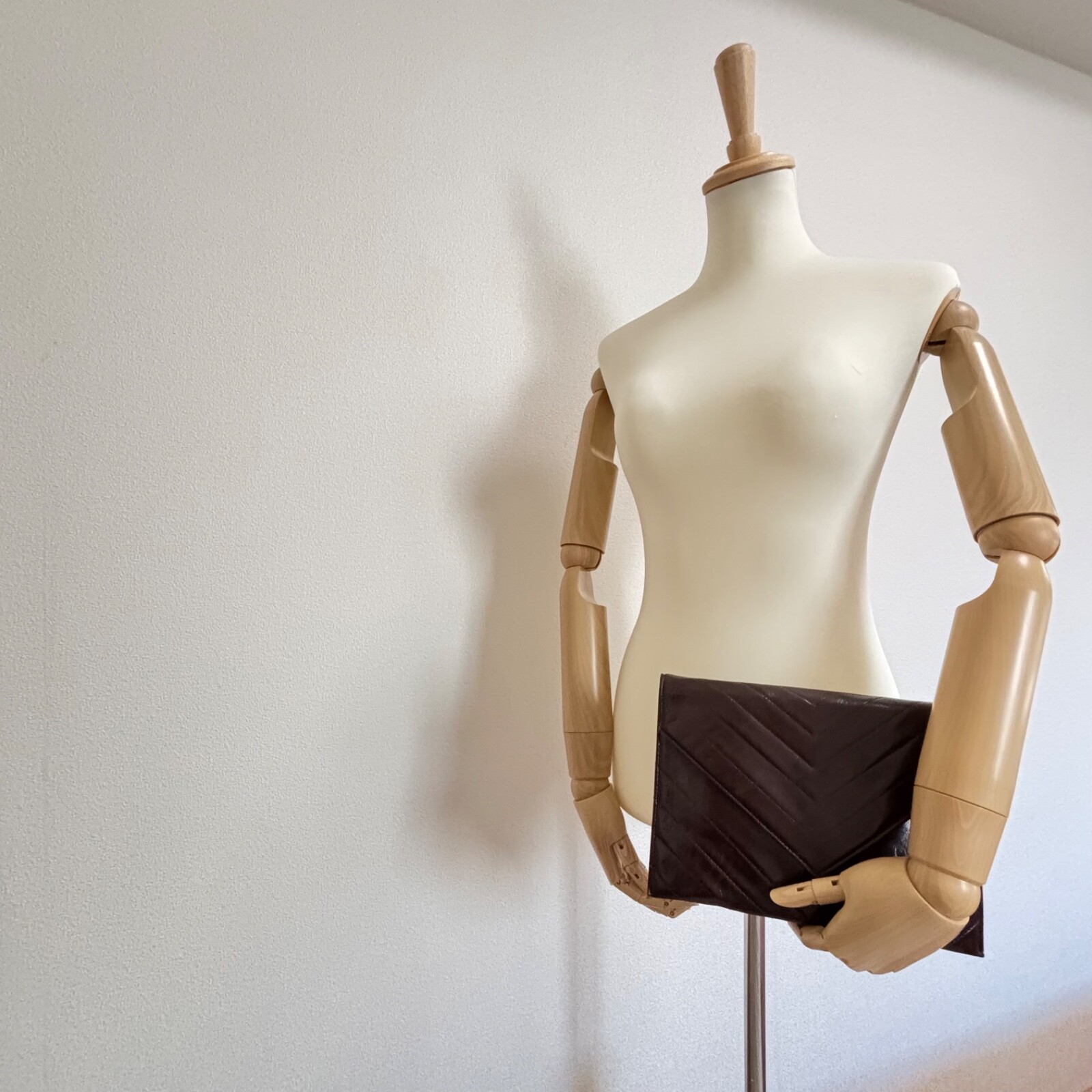 YSL Yves Saint Laurent Brown Leather Clutch Bag Second Hand