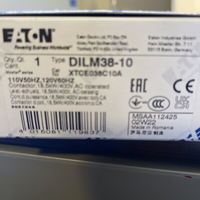 DILM38-10. EATON MOELLER CONTACTOR EATON XTCE038C10A  110-120V 