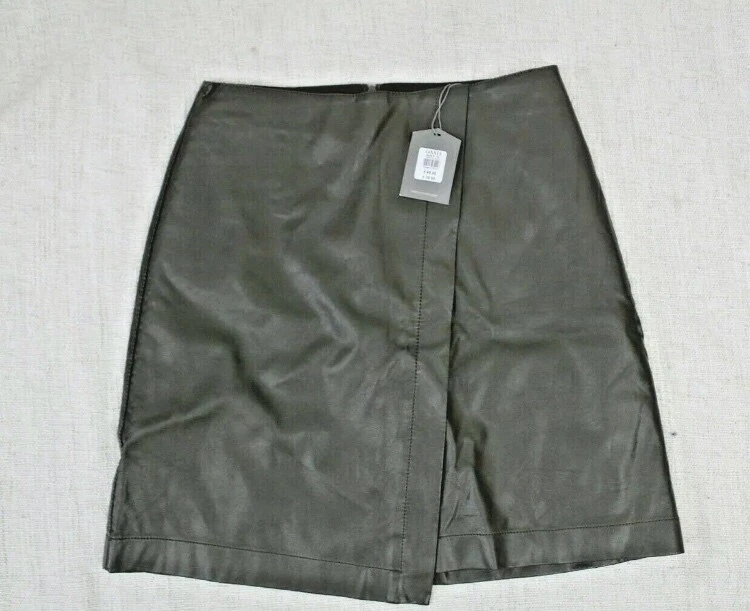 Oasis green leather best sale skirt
