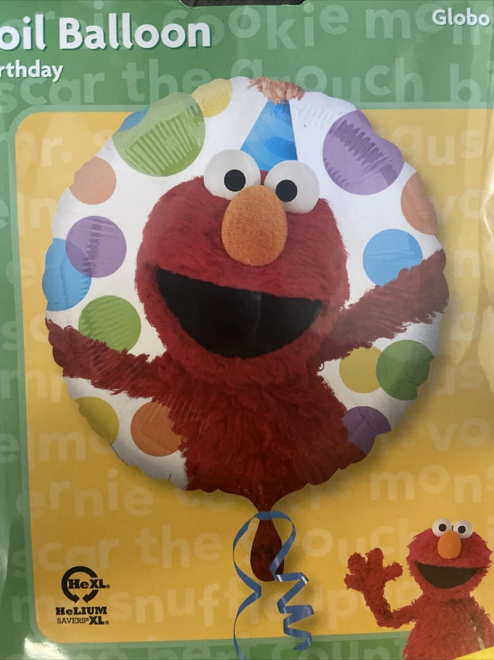 Globo de aluminio de cumpleaños Sesame Street de 17 pulgadas con forma redonda Elmo nuevo en paquete Foto 3 de 3
