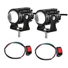 2PCS Motorcycle LED Driving Fog Lights, Super Bright White/Amber Motor 8-80V