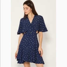 Faithfull The Brand Alto Dress Women 2 Navy Desert Print Open Back Mini Boho