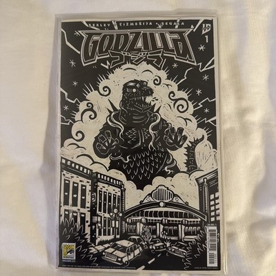 SDCC 2025 Comic Con IDW Godzilla Comic Issue 1 BLACK AND WHITE COVER