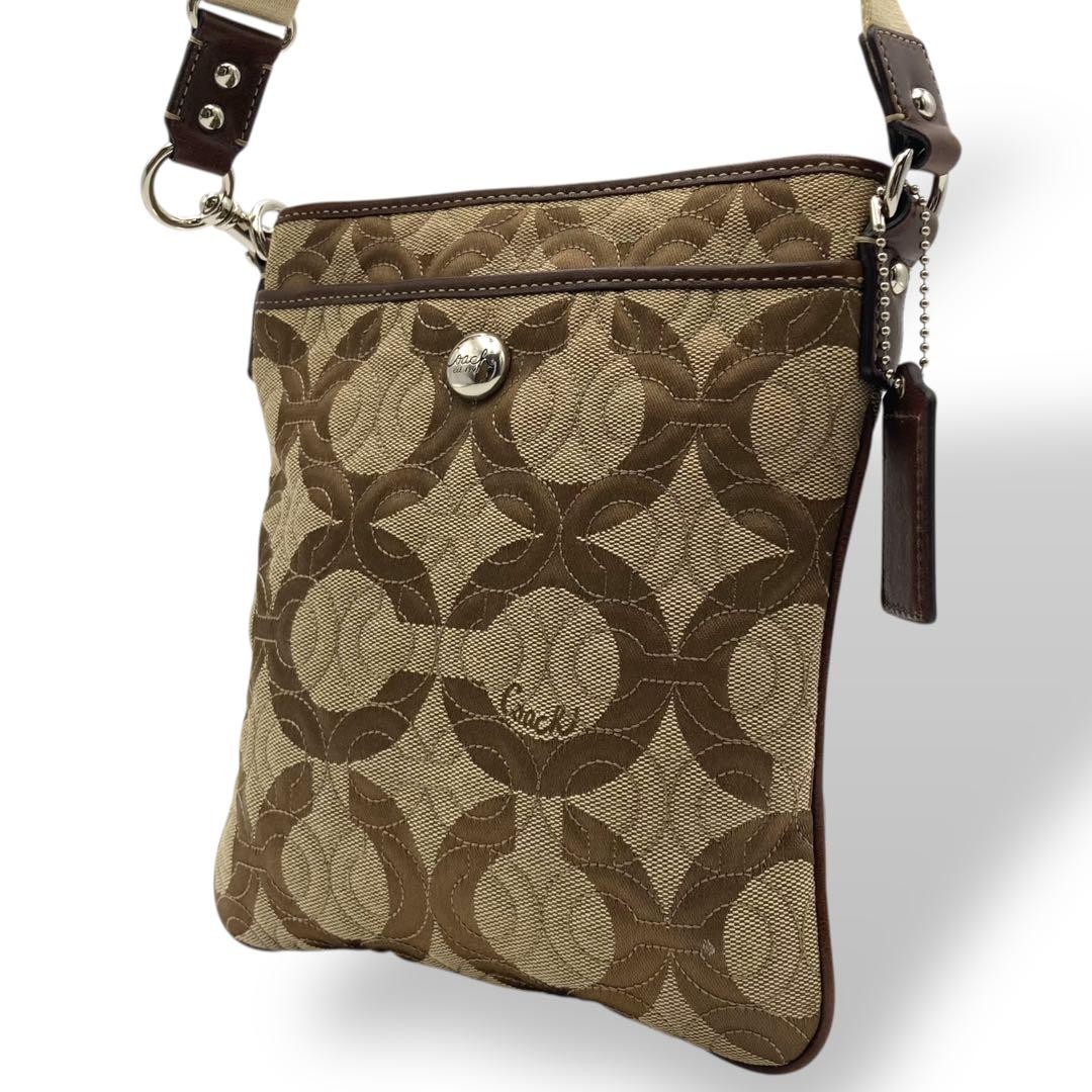 Authentic Coach Brown Canvas Crossbody Bag in Excellent Condition
