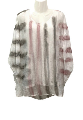 Flew De Lis Sheer Tunic Top Lined 3/4 sleeve Fairy White Romantic Size M