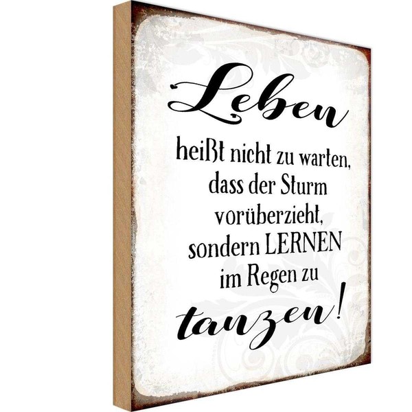 Holzschild 30X20 Cm Leben Lernen Im Regen Zu Tanzen Spruch Zitat Deko Geschenk H-image