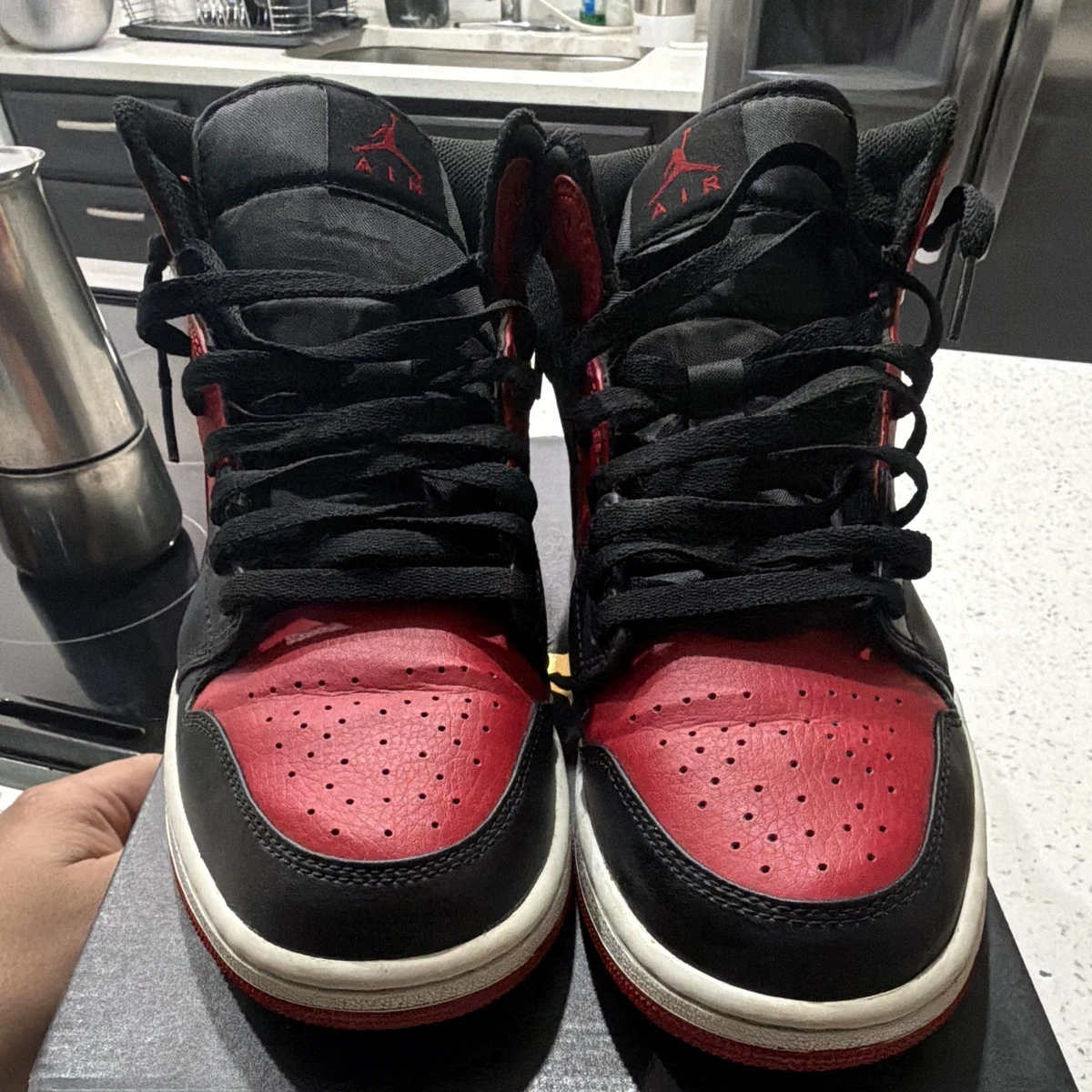 Jordan 1 Mid Black Red for Sale | Authenticity Guaranteed | eBay