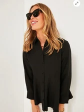 Pomander Place by Tuckernuck Black Ashlen Blouse sz XXL Women's Button Front NWT