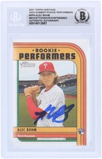 Alec Bohm Phillies Signed 2021 Topps Heritage High Numbers #RP-4 BAS Rookie Card