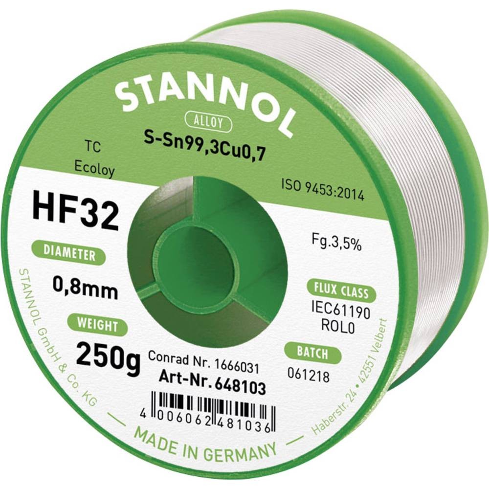 Étain à souder Sn99Cu0.7 Stannol HF32 de 0.8mm idéal pour réparer vos appareils de salon et consoles