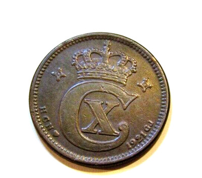 1921 Denmark HCN GJ 5 Ore Bronze Coin