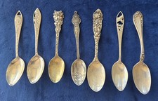 Sterling Silver Lot of 7 Art Nouveau Souvenir Spoons Various Places/Makers 135g