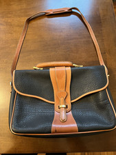 VTG Dooney  Bourke All Weather Leather Pebbled Black Messenger Briefcase Bag