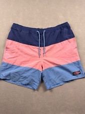 Vineyard Vines Swim Trunks Men Large 6'' Chappy Board Shorts Pink Blue No Lining