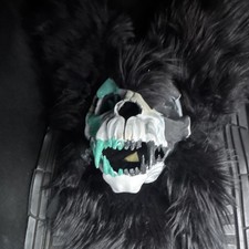 Black White Green Faux Fur Skull Halloween Full Mask Adult Unisex One Size
