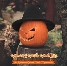 Women Witch Hat Wool Hats Wide Brim Spire Knitted Cap Halloween, Party and Daily