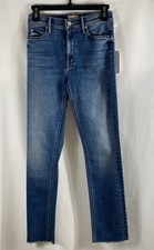 Mother Women's What's Your Sign Mid Rise Dazzler Flood Fray Jeans Sz 26 NWT