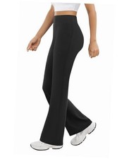 Womens Yoga Pants High Waisted Flare Leggings with Pockets Bootcut Large Black