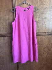 Tommy Bahama Bright Pink Cotton Sleeveless Shift Medium With Pockets Fringe Hem