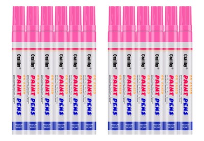 Pink Paint Markers, 12 Pack Oil-Based Waterproof Quick Dry Permanent Paint Pe...