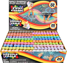 180 PCS Washable Sidewalk Chalks Set in 20 Colors Non-Toxic Jumbo Chalk for Outd