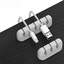 2x Silicone USB Cable Organizer Charging Cable Winder Desktop Cord Holder Clips