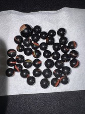 Lot Of Vintage 40 Black Glass Swirl Marbles With Shooter Balls