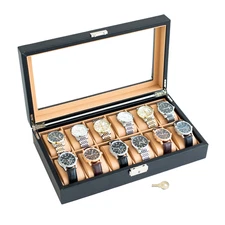 Luxury Watch Display Case for Men,6/12 Watch Storage Organizer Box,Gifts for Dad