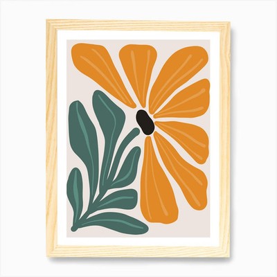 Orange Blume 3 Kunstdruck gerahmt Wandbild Poster Leinwanddruck Bild