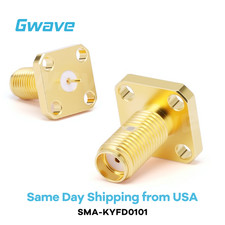 SMA Female Bulkhead Mount Connector for PCB with 4 Hole Flange, DC - 6GHz