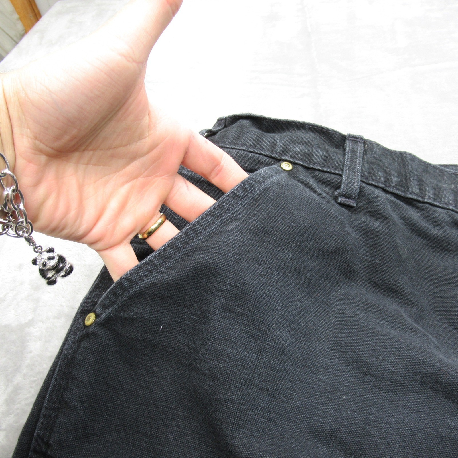 Carhartt Work Pants Mens 40x30 Black Firm Duck Double Knee Dungaree VTG USA thumbnail 10