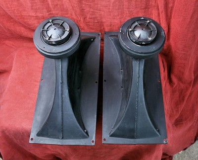 VINTAGE PAIR ALTEC LANSING MODEL 19 HORNS & DRIVERS H-811B TWEETER