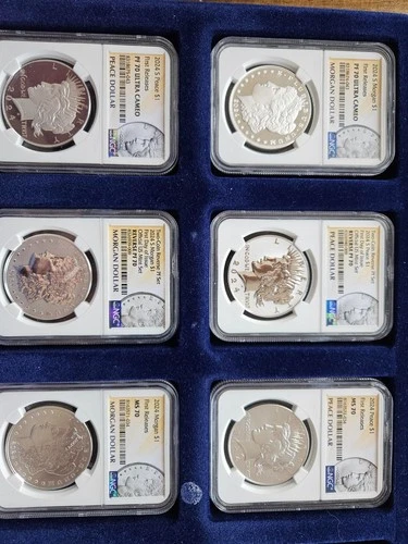 2024 Morgan and Peace 6 Coin Set Silver Dollars NGC Certified MS, PF, RV PR, 70