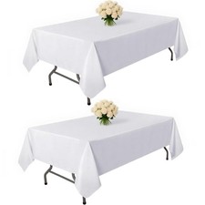 2 Pack White Rectangle Table Cloth 60 x 102 Inch,Suitable for 6 Foot Rectangl...