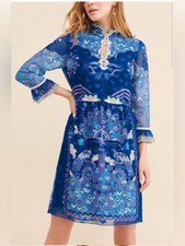 Anna Sui Peacock Border Shift Dress 0 590