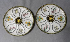 PAIR VINTAGE FRENCH MAJOLICA OYSTER PLATE  Si...
