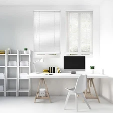 DEZ FURNISHINGS  Pearl White Cordless 1" Signature Mini Blind with Flexible