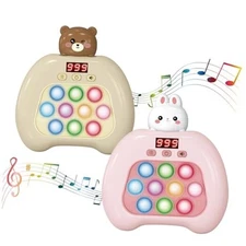 Fast Push Pop Fidget Toys for Kids, Handheld Puzzle Game with LED Bear+Rabbit
