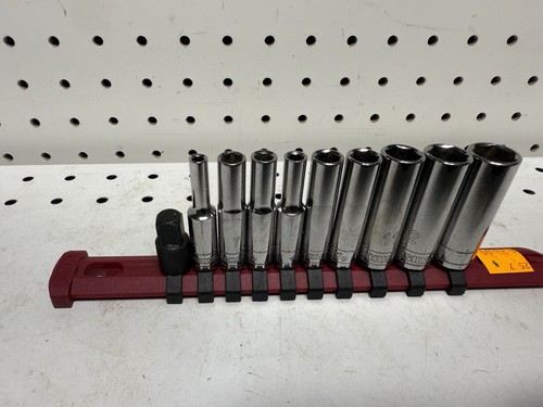 Husky 1/4 in. Drive Deep Metric Socket Set w/ Red Rail (10-Piece) - Picture 2 of 2