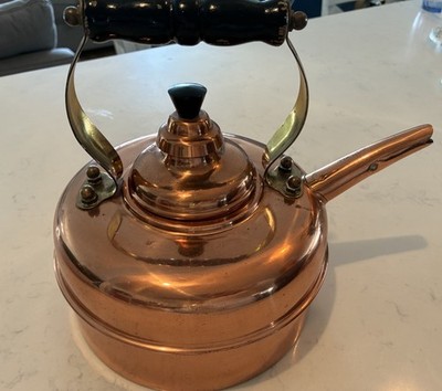 Simplex Copper Tea Kettle 1.9L Black Handle Patent Gas/Electric