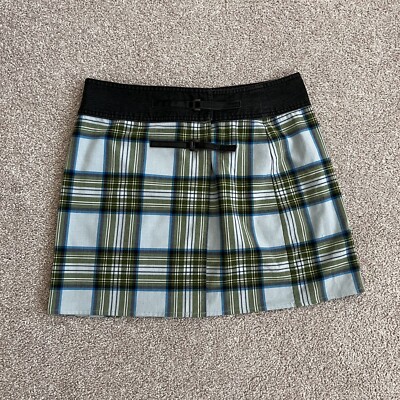 Belt Green Plaid Bodycon Skirt TRIPP NYC PLEATED SKIRT GREEN PLAID