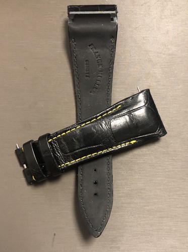 Franck Müller Original 24 mm schwarzes Alligatorband mit gelben Kontrastnähten