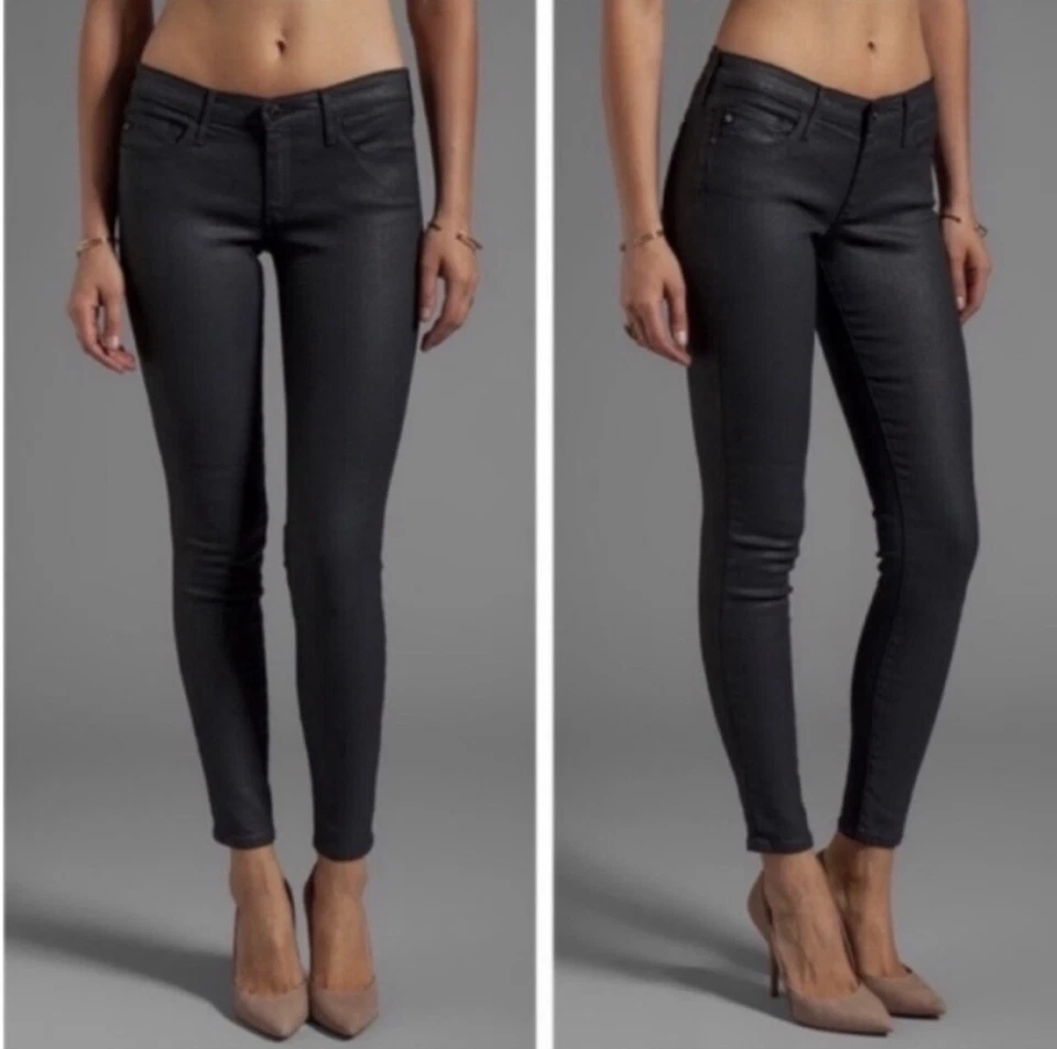 Calça jeans AG ADRIANO GOLDSCHMIED preta revestida The Absolute extrema skinny 26R - Imagem 2 de 4