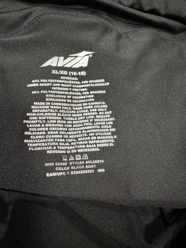 AVIA NWT Women Skirt Shorts Black SZ XL/XG (16-18) Back Zip Pocket Sports Elasti - Picture 7 of 7