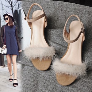 fur strap sandals