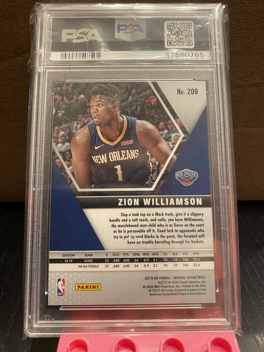 2019-20 Panini Mosaic #209 Zion Williamson RC Rookie PSA 10 GEM