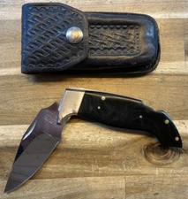 LAKOTA PRO’HAWK FOLDING KNIFE  MICARTA HANDLE   SHEATH   BY MOKI   JAPAN