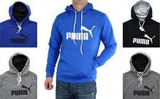  Puma Essentials Long Sleeve Hoodie Big Logo Men's Pullover Kangaroo Pocket